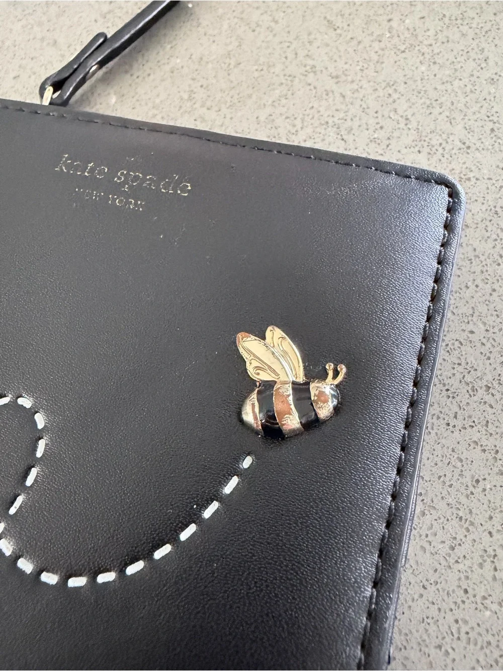 Kate Spade Bee Wallet Mika’s Pond Flying Bee Black GUC